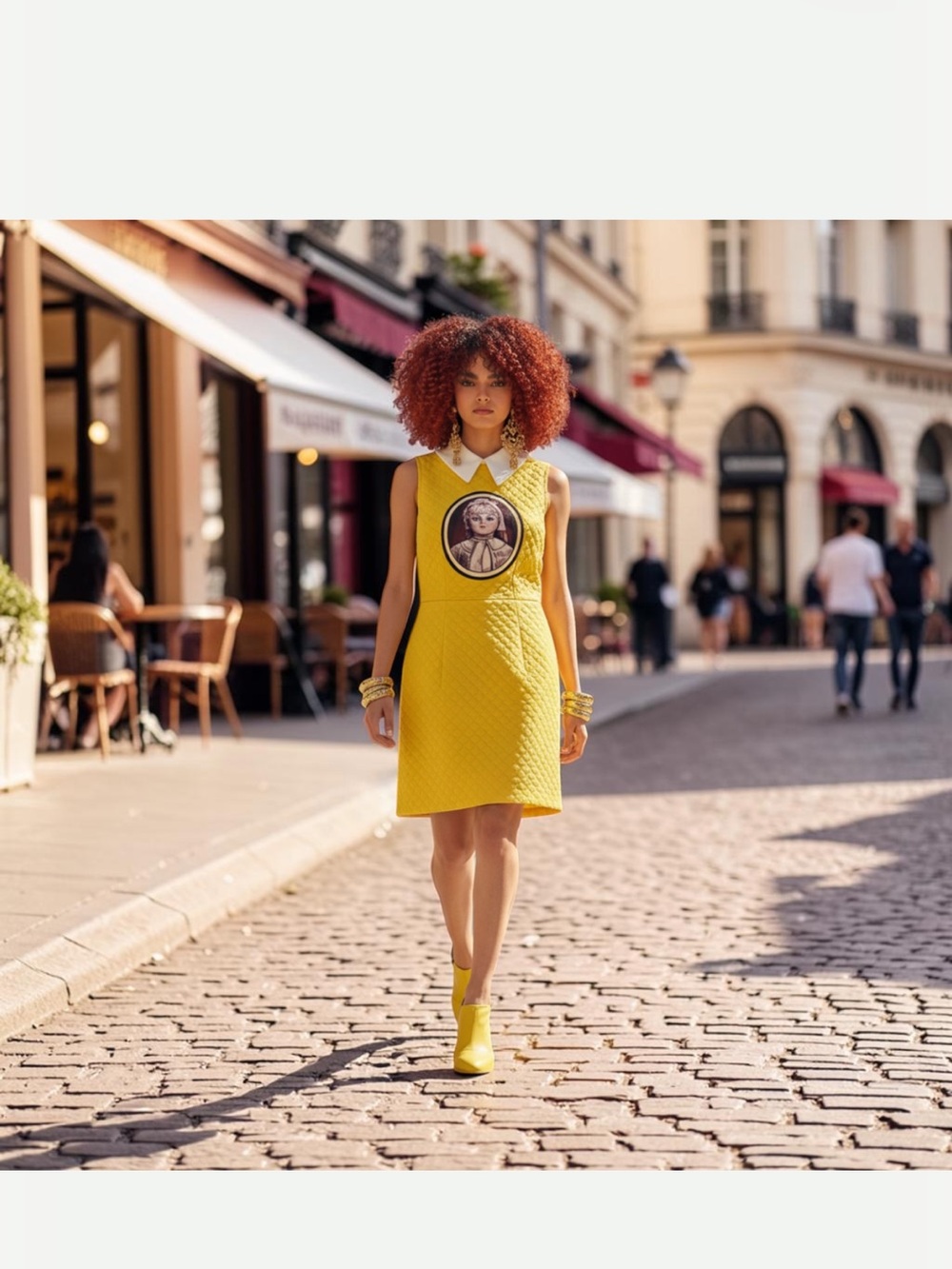 McQ by Alexander McQueen Yellow Sleeveless Mini Dress with Collar